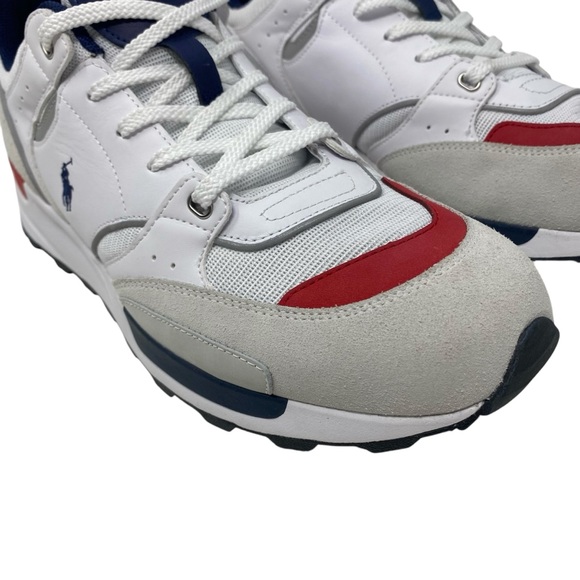 Polo Ralph Lauren Trackster 200 Sneakers Men’s Size 14 White, Blue & Red NWOB - Picture 2 of 12